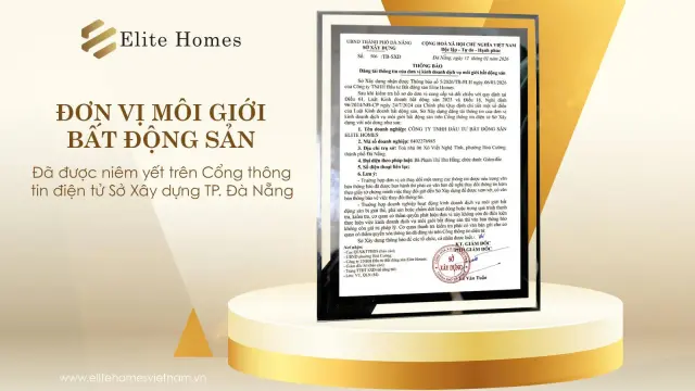 Elite Homes chính thức được niêm yết trên cổng thông tin điện tử sở xây dựng Thành phố Đà Nẵng