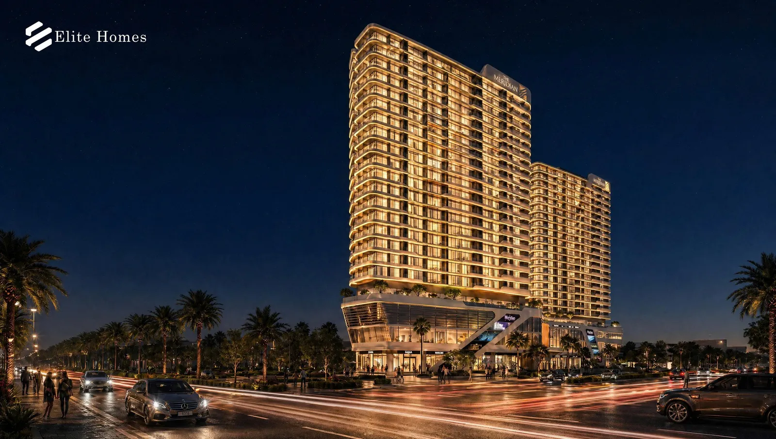 Phối cảnh dự án The Meridian Đà Nẵng vào ban đêm. Ảnh: DDI.
