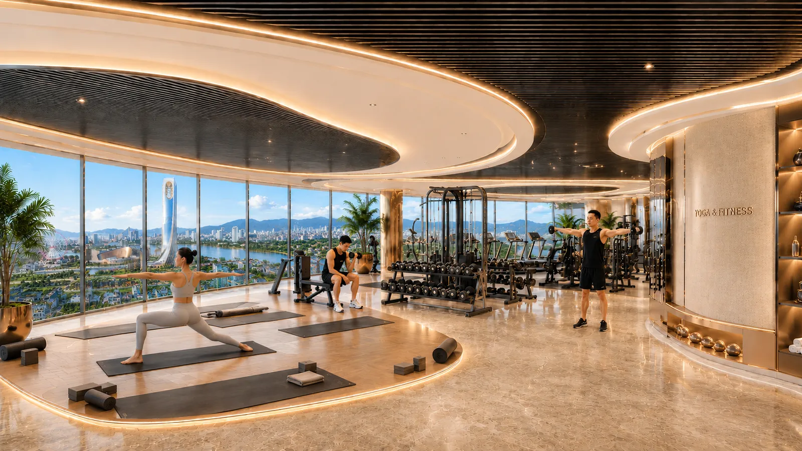 Phòng tập Yoga và Fitness ngay dưới căn hộ The Meridian. Ảnh: DDI.